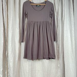 ZARA Organic Cotton Gray A-Line Dress – Long Sleeve Scoop Neck Size L